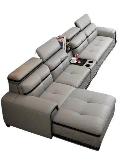 Pangea Leather Sectional Sofa Fin and Furn