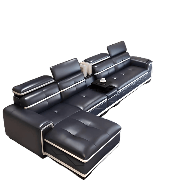Pangea Leather Sectional Sofa Fin and Furn