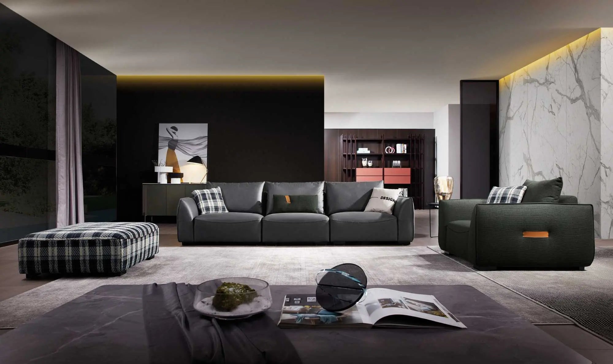 Allard Black Sofa Set Fin and Furn