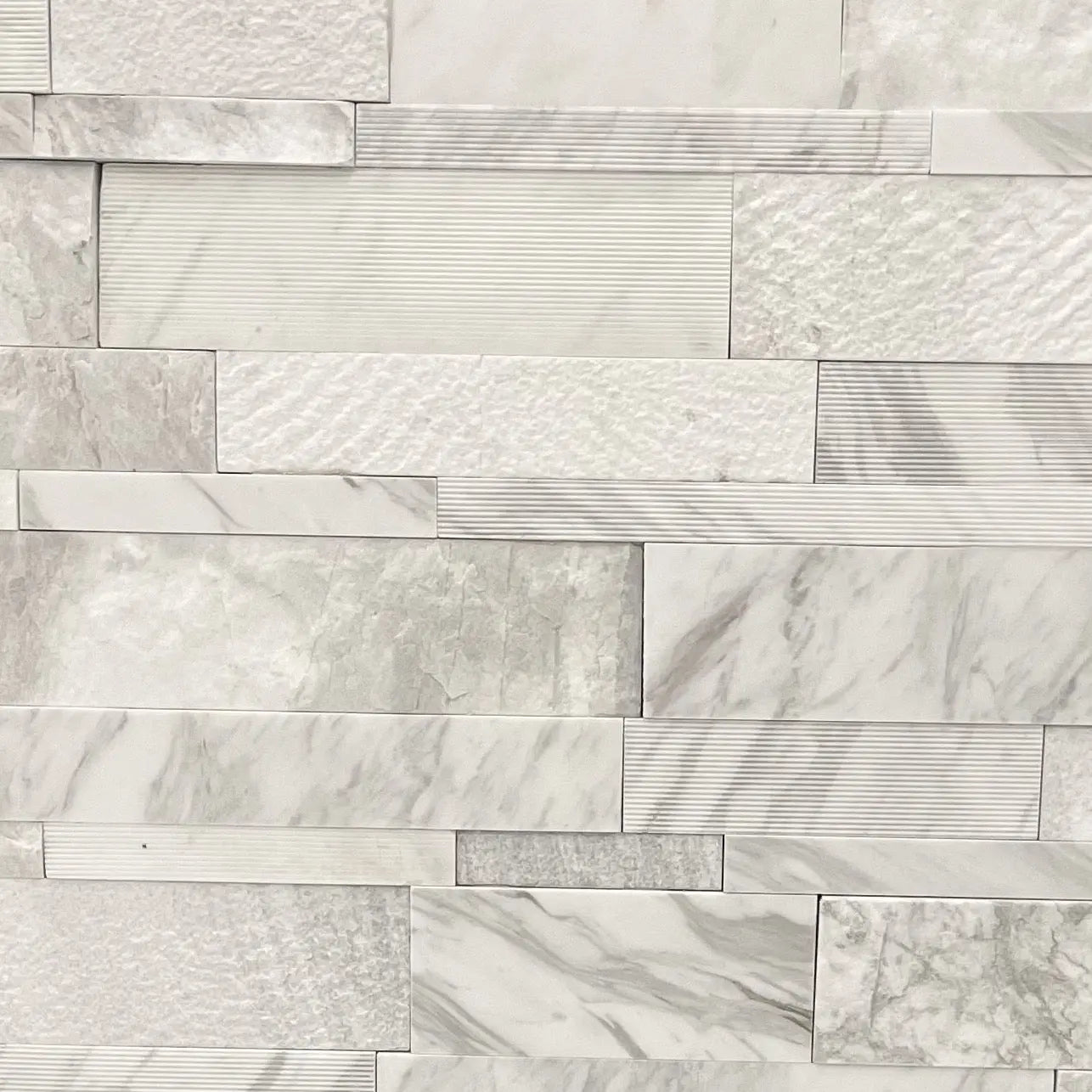Altair Stacked White Marble Natural Stone - Corners Fin and Furn