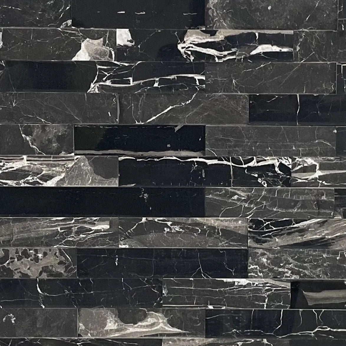 Andromeda Stacked Black Marble Natural Stone - Flats Fin and Furn