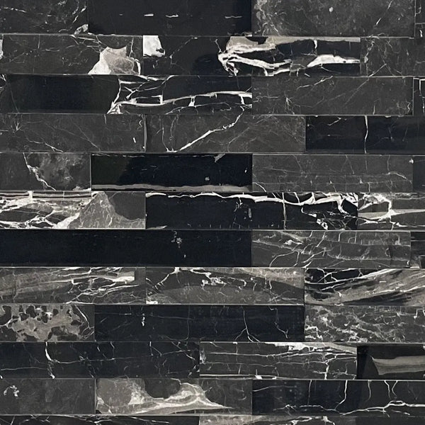 Andromeda Stacked Black Marble Natural Stone - Flats Fin and Furn
