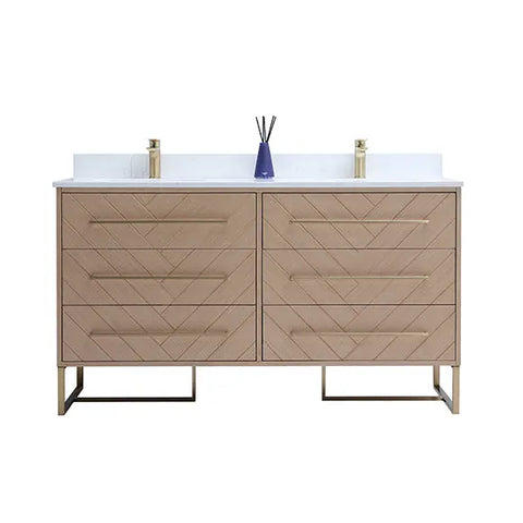 Aurora Collection Floor Standing Solid Wood Veneer Bathroom Vanity Fin and Furn