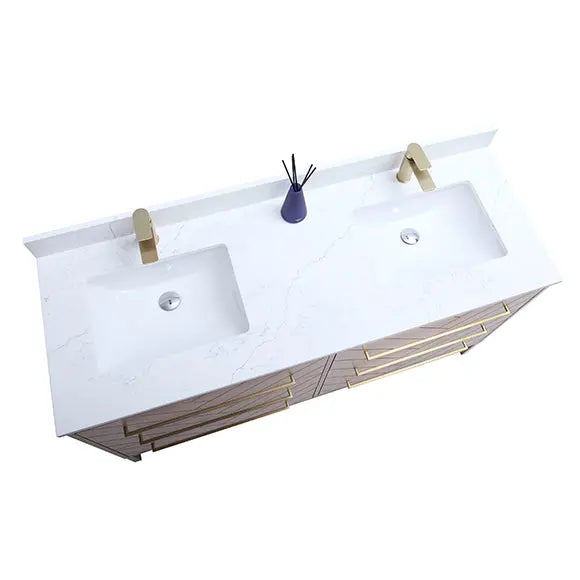 Aurora Collection Floor Standing Solid Wood Veneer Bathroom Vanity Fin and Furn