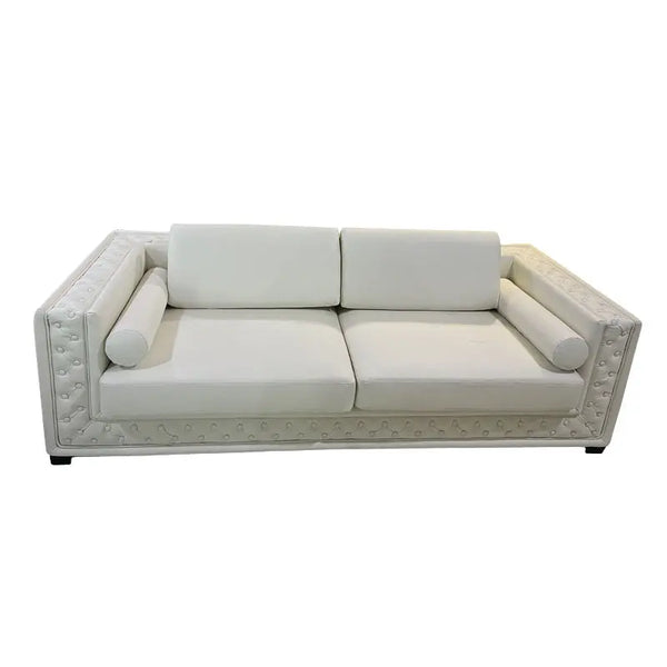 Beaufort Mauve Leather Sofa Fin and Furn