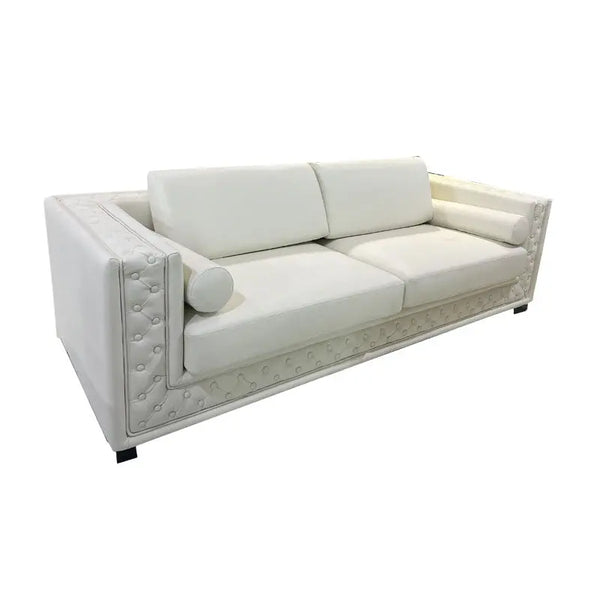 Beaufort Mauve Leather Sofa Fin and Furn