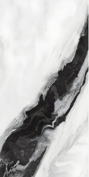 Black Panda Porcelain Glossy Tile - 60 x 120 CM Fin and Furn