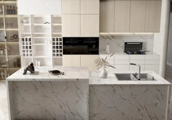 CALACATAS VEGA Quartz Countertop Fin and Furn