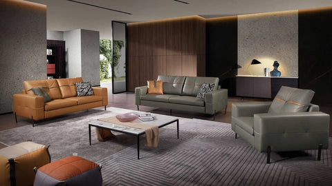 Carlson Leather Sofa Set Fin and Furn
