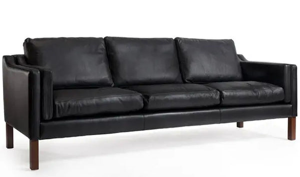 Devonshire Black Leather Sofa Fin and Furn