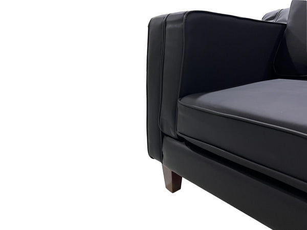 Devonshire Black Leather Sofa Fin and Furn