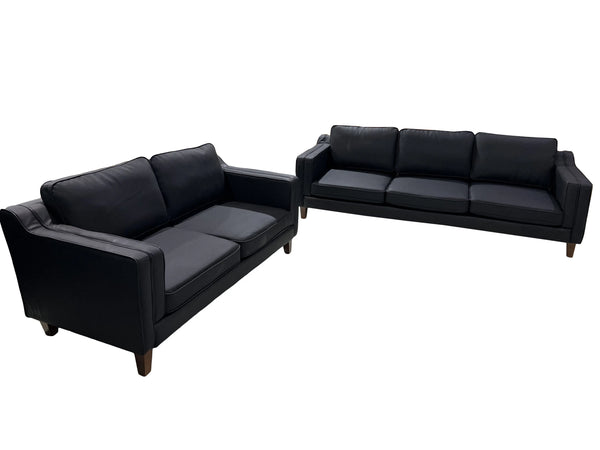 Devonshire Black Leather Sofa Fin and Furn