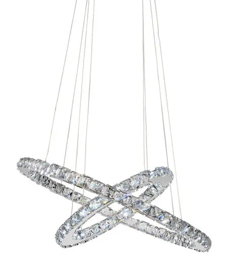 Double Ring Crystal Pendant-Light LED Adjustable Design Chandelier Fin and Furn