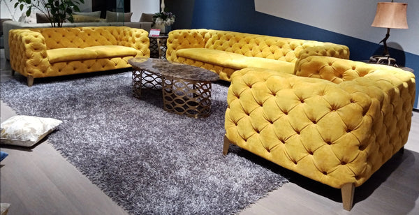 Fallon Bright Yellow Sofa Fin and Furn