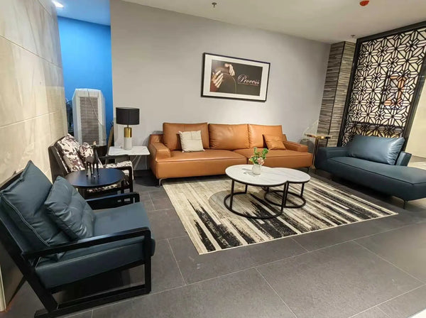 Graham Leather Sofa with lounger Fin and Furn