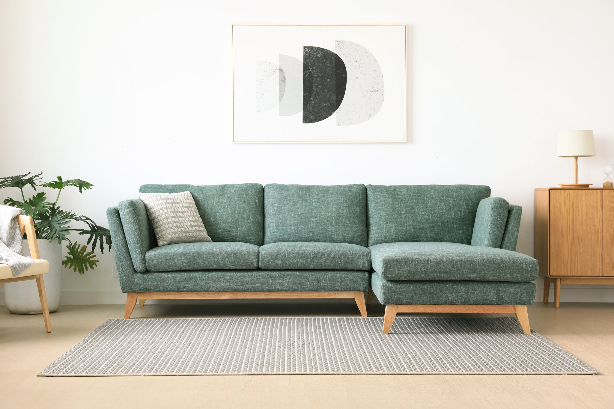 Madison Green Sectional Facing Right 2 + Couch