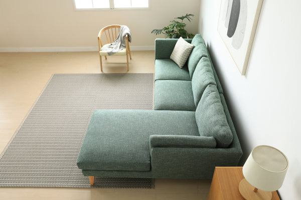 Madison Green Sectional Facing Right 2 + Couch