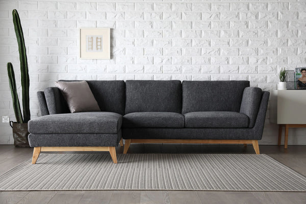 Madison Dark Grey Sectional Facing Left 2+Couch Fin and Furn
