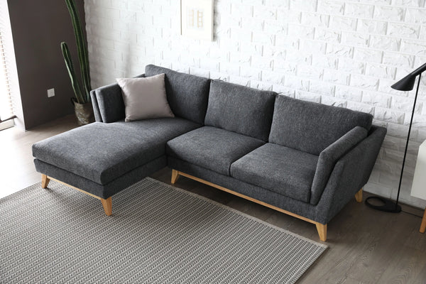 Madison Dark Grey Sectional Facing Left 2+Couch Fin and Furn