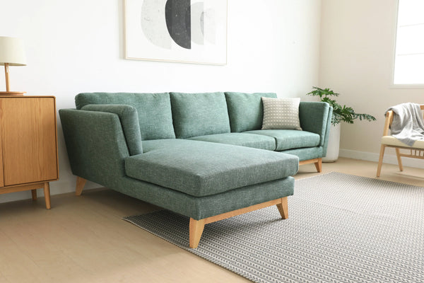 Madison Green Sectional Facing Left 2 + Couch Fin and Furn
