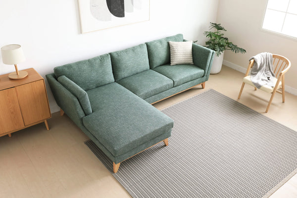Madison Green Sectional Facing Left 2 + Couch Fin and Furn