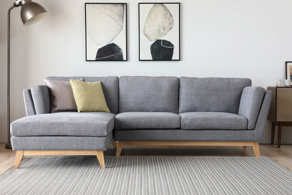 Madison Light Grey Sectional Facing Left Fin and Furn