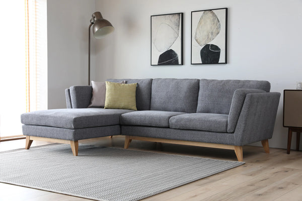 Madison Light Grey Sectional Facing Left Fin and Furn