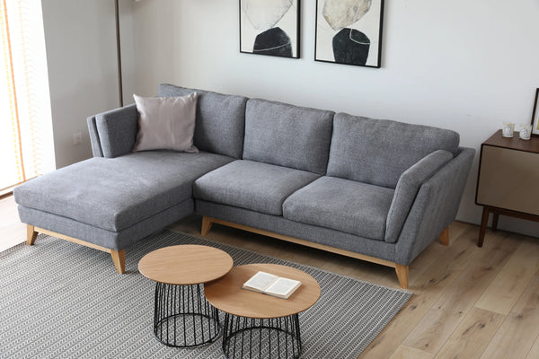 Madison Light Grey Sectional Facing Left Fin and Furn