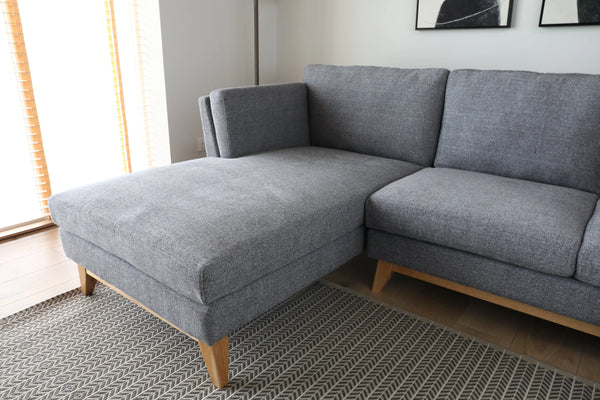Madison Light Grey Sectional Facing Left Fin and Furn