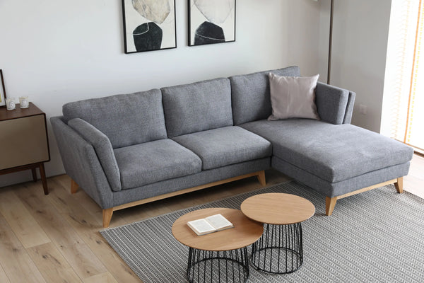 Madison Light Grey Sectional Facing Right Fin and Furn