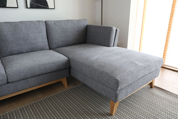 Madison Light Grey Sectional Facing Right Fin and Furn