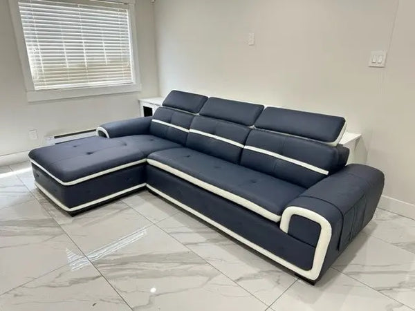 Mini-Pangea Leather Sectional Sofa Fin and Furn
