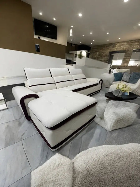 Mini-Pangea Leather Sectional Sofa Fin and Furn