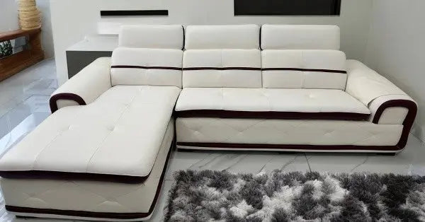 Mini-Pangea Leather Sectional Sofa Fin and Furn