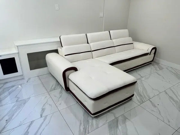 Mini-Pangea Leather Sectional Sofa Fin and Furn