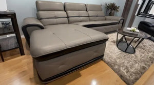 Mini-Pangea Leather Sectional Sofa Fin and Furn