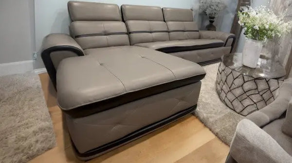 Mini-Pangea Leather Sectional Sofa Fin and Furn