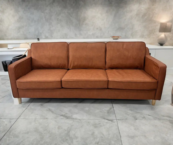 Nelson Dark Tan Leather Sofa Fin and Furn