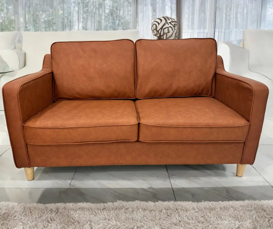 Nelson Dark Tan Leather Sofa Fin and Furn
