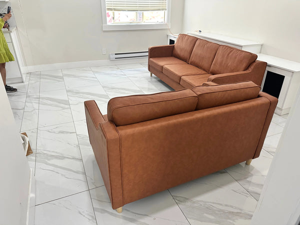 Nelson Dark Tan Leather Sofa Fin and Furn