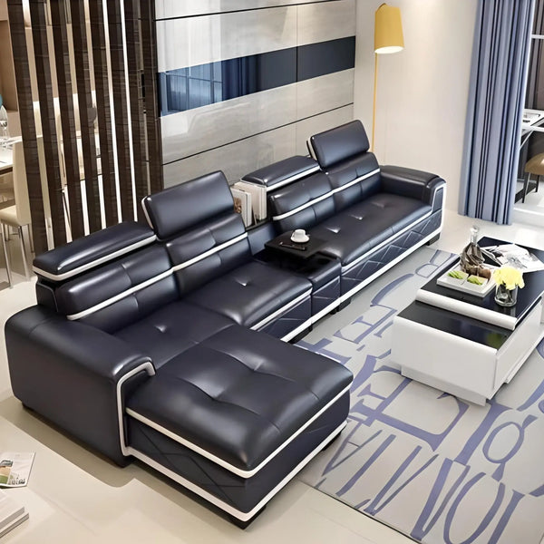 Pangea Leather Sectional Sofa Fin and Furn