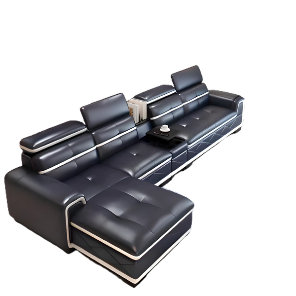 Pangea Leather Sectional Sofa Fin and Furn
