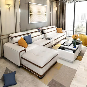 Pangea Leather Sectional Sofa Fin and Furn