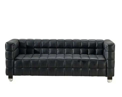 Panorama Black Leather Sofa Set Fin and Furn