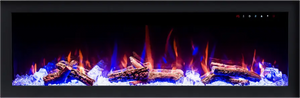 Platinum Series LED Fireplace  FLUSH MOUNT w/ 8 color LED Flames, log, pebble & crystal media Fin and Furn