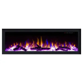 Platinum Series LED Fireplace  FLUSH MOUNT w/ 8 color LED Flames, log, pebble & crystal media Fin and Furn