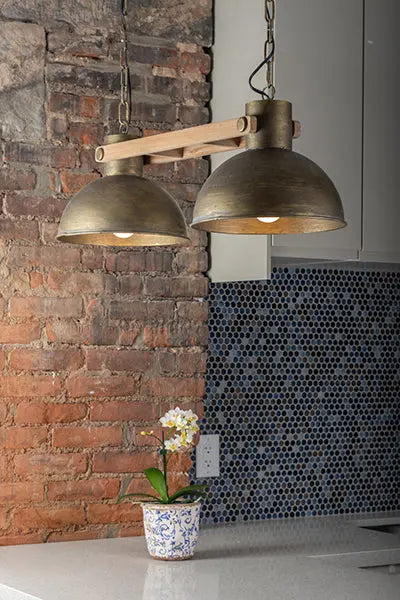 Riker Two Light Pendant Lamp Fin and Furn 