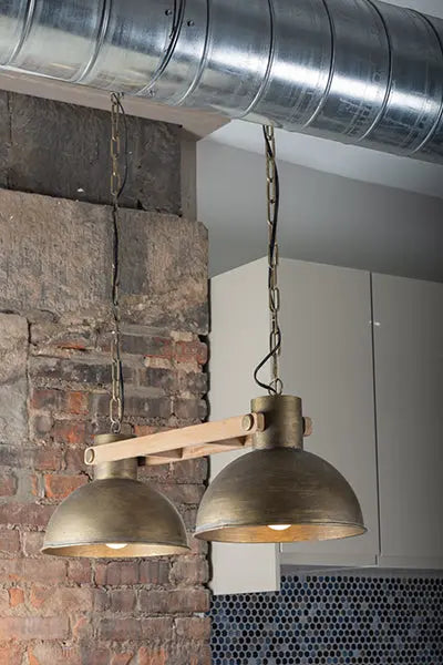Riker Two Light Pendant Lamp Fin and Furn 