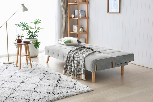 OasisDream Grey Velvet Sofa Bed