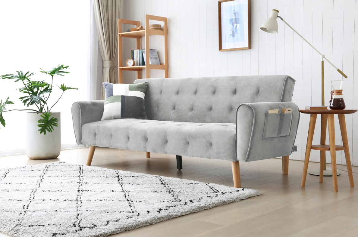 OasisDream Grey Velvet Sofa Bed